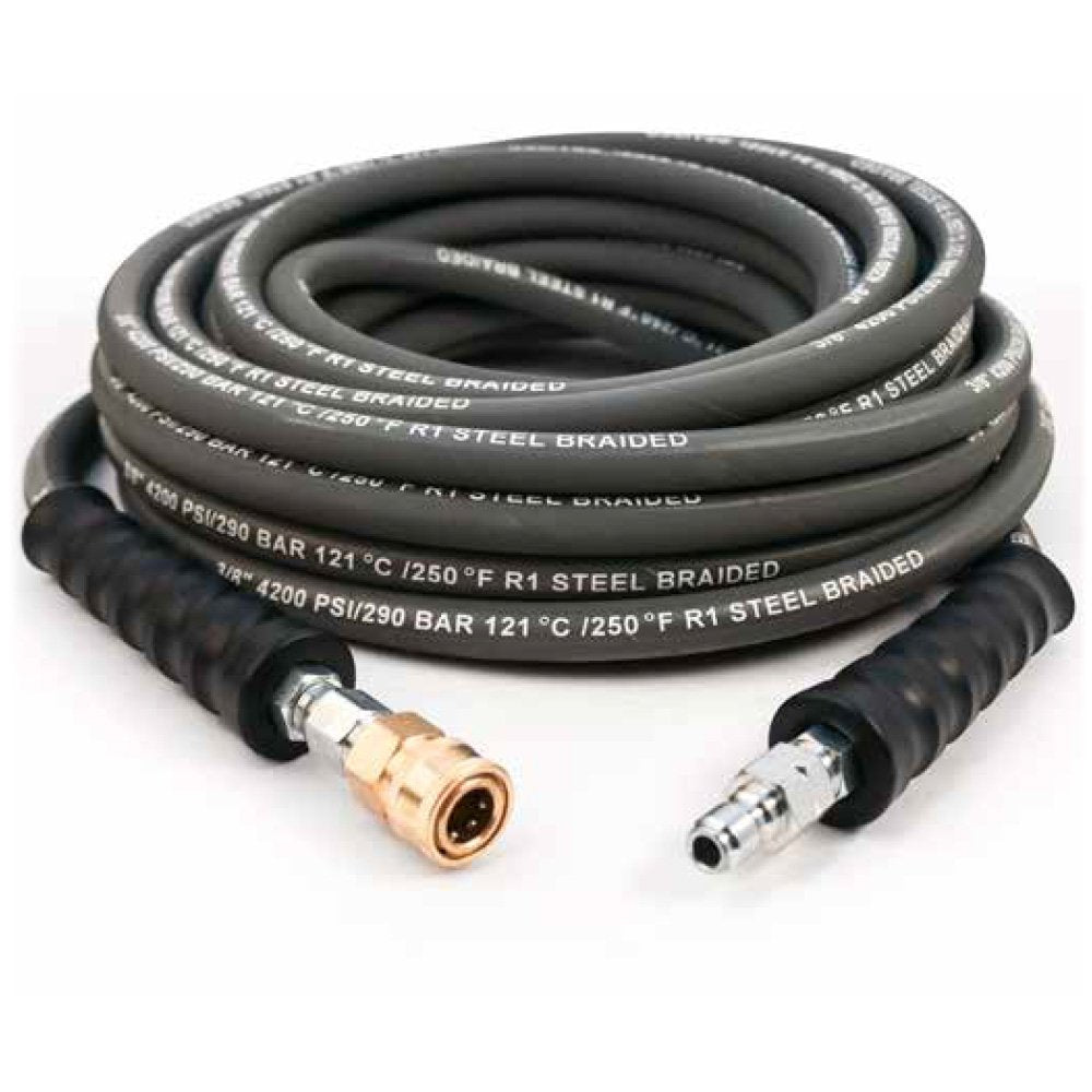 3/8" x 100' 4200 PSI R1 Gray Hose Non-Marking with Quick Connects