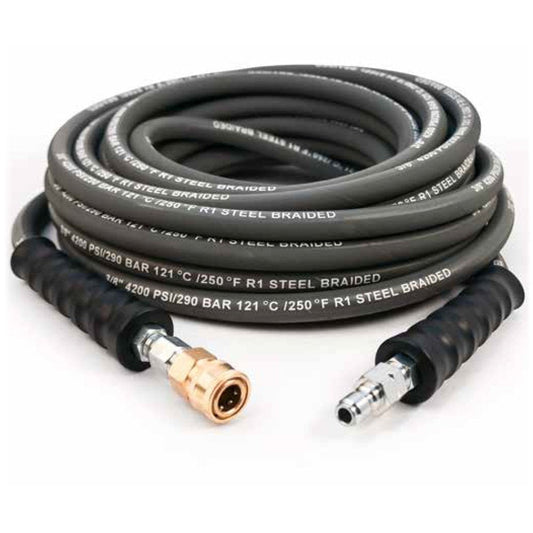 3/8" x 50' 4200 PSI R1 Gray Hose Non-Marking with Quick Connects